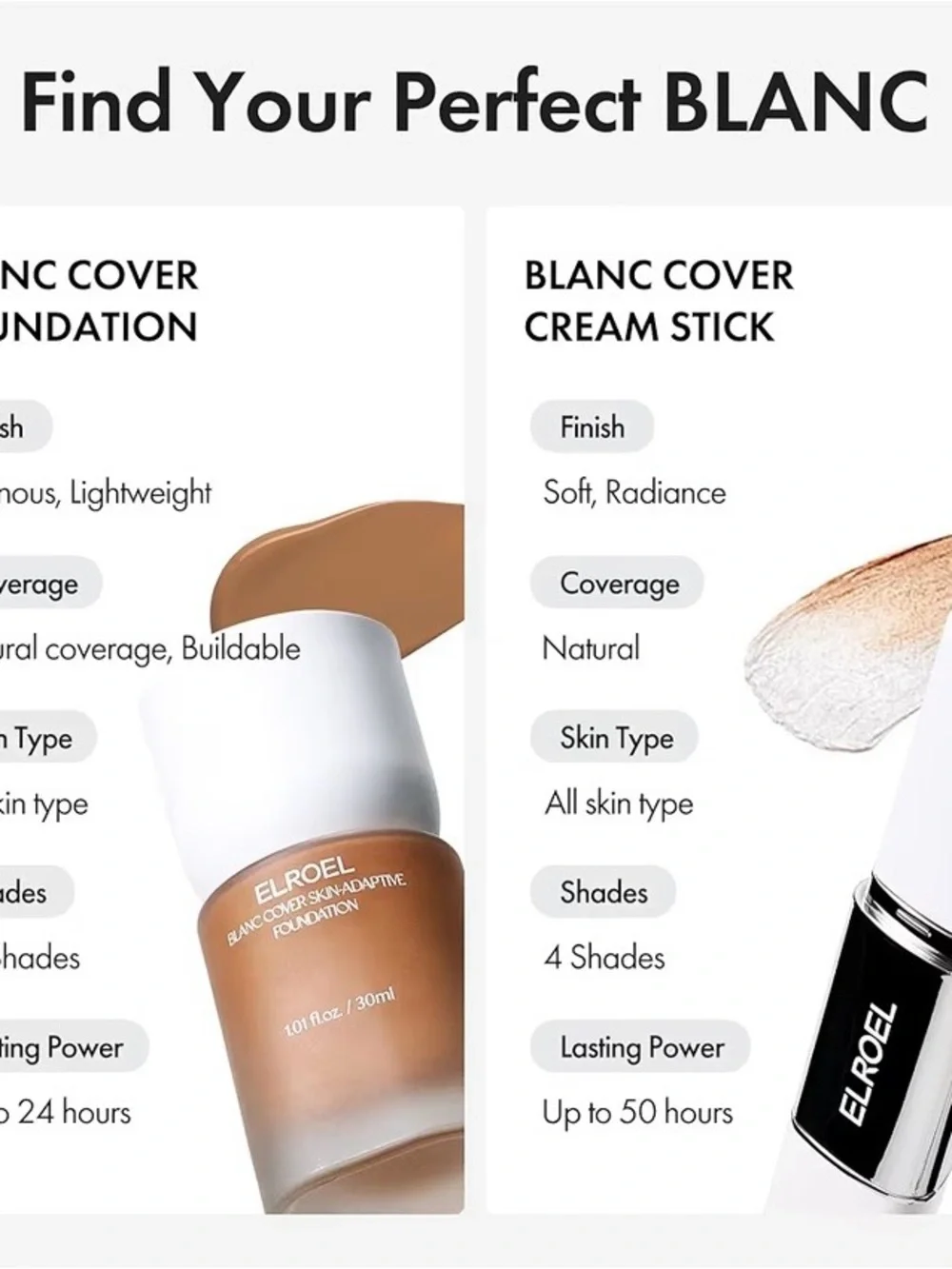 ELROEL Blanc Cover Cream Stick V Foundation In 203 Medium 13g. Exp 11/28